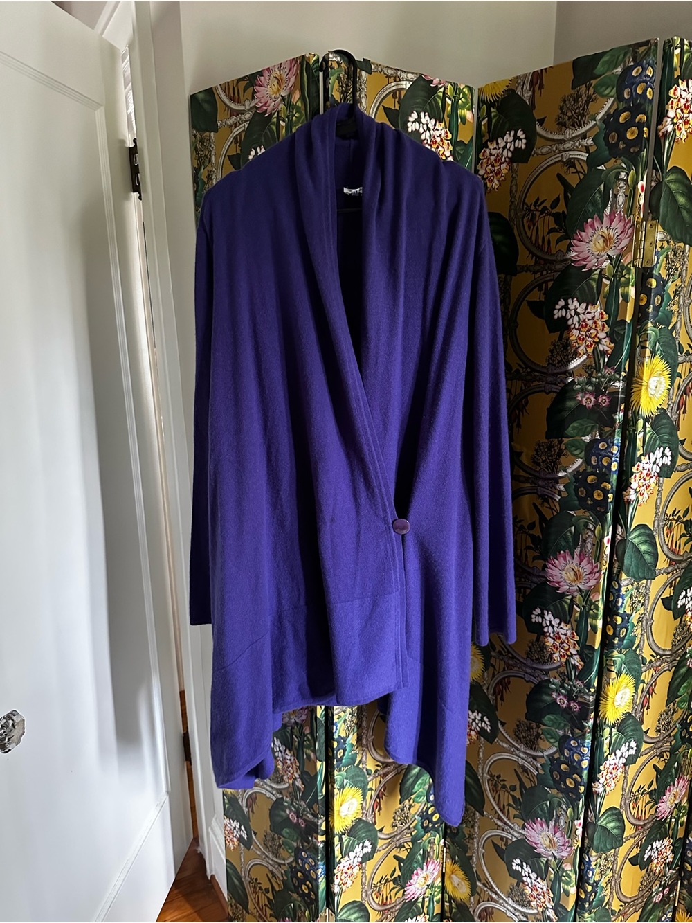 Armani Collezioni Deep Purple Draped Open-Front Cape Jacket Cashmere 16 XL